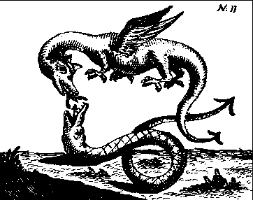 A winged dragon fighting a serpent, from Eleazar.